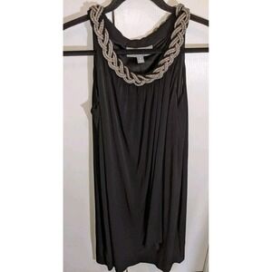 Donna Ricco New York Black Embellished Neck Sleeveless Dress Size 10 Evening